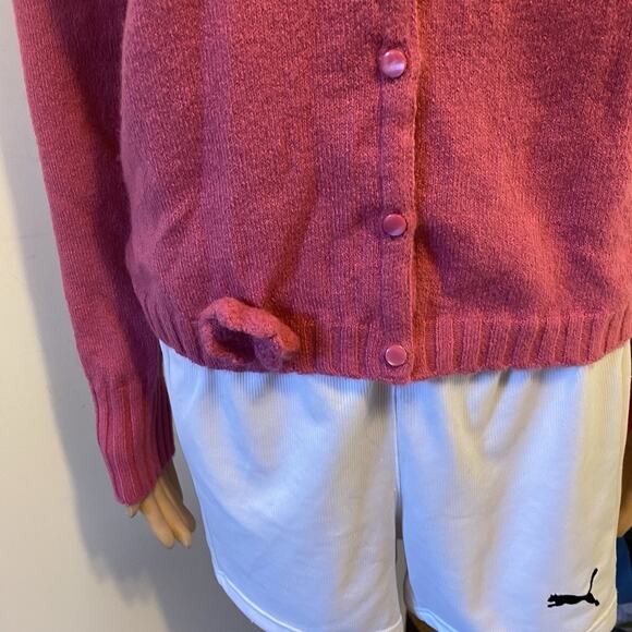 GAP Stretch Women S LongSleeve Cozy ButtonUp WoolBlend Knit Pink Cardigan Career - Picture 8 of 9